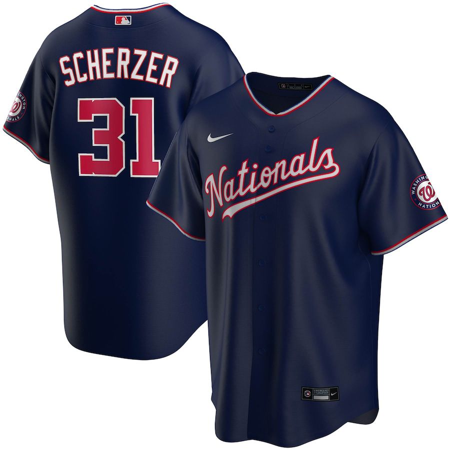 Mens Washington Nationals #31 Max Scherzer Nike Navy Alternate Replica Player Name MLB Jerseys